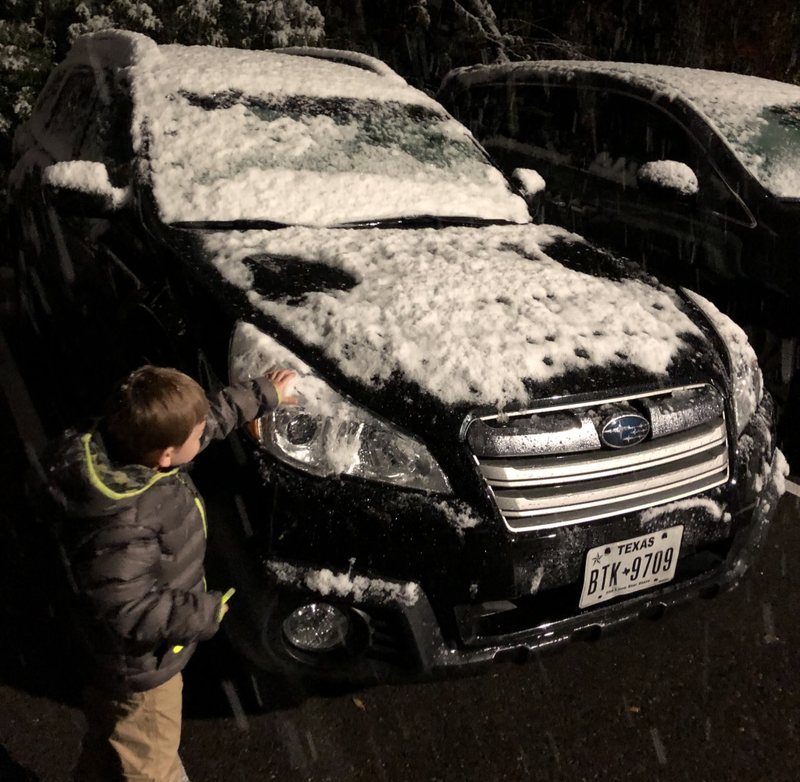 Rare snow hit San Antonio and the Outback finally got to see snow. (This is the one photo here that I didn’t take - my wife snapped this one.)